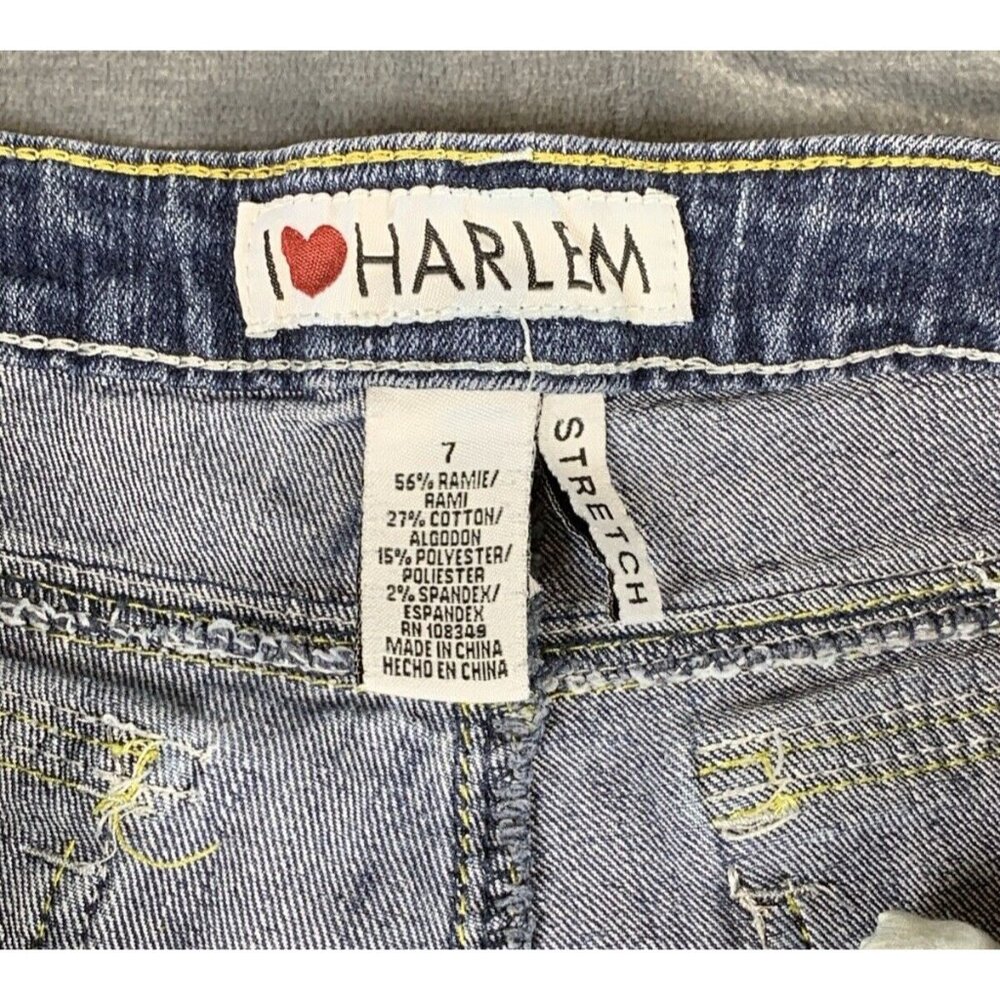 I Love Harlem Women's Size 7 Embroidered Stretch Skinny Denim Jeans - Picture 4 of 10